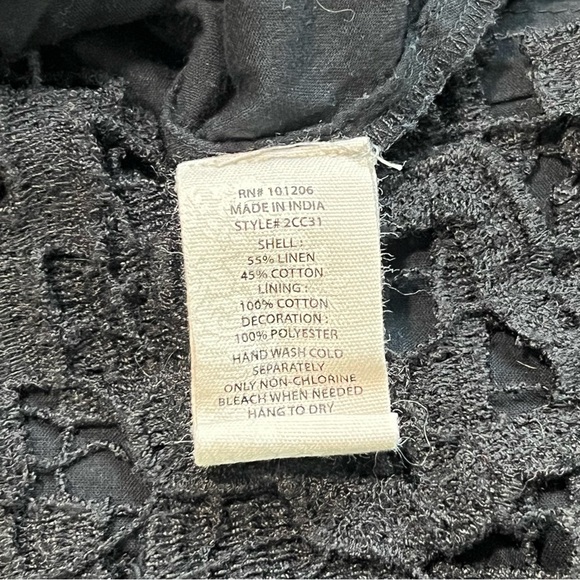 Soft Surrounding Black Embroidered Tunic Crochet Lace Trim Long Sleeve Boho XL - Picture 10 of 10